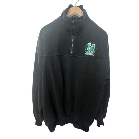 Vintage University of Oregon Ducks Black Fleece 1/4 Zip Sweater Men’s Large / XL - Picture 1 of 6